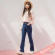 【betty’s 貝蒂思】格紋蕾絲劍領泡泡袖襯衫(粉橘色)