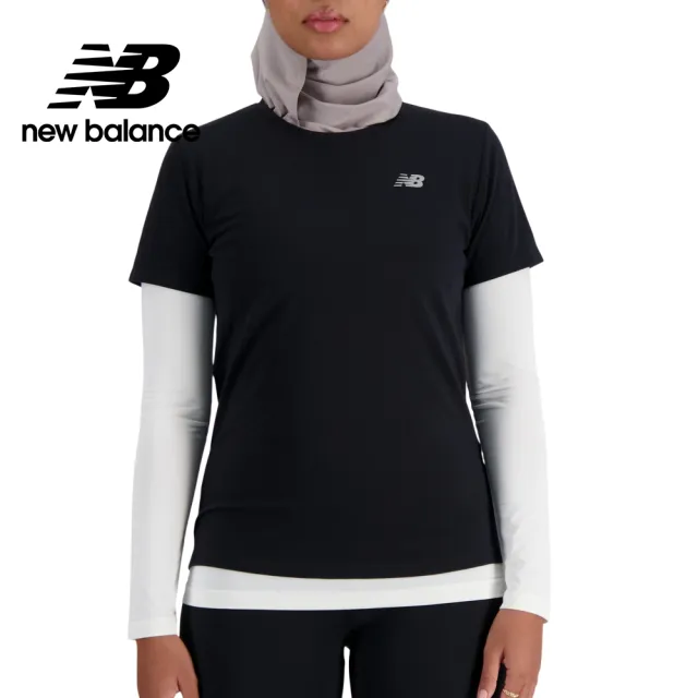 【NEW BALANCE】NB 吸濕排汗反光LOGO短袖上衣_女性_黑色_WT41190BK(美版 版型偏大)