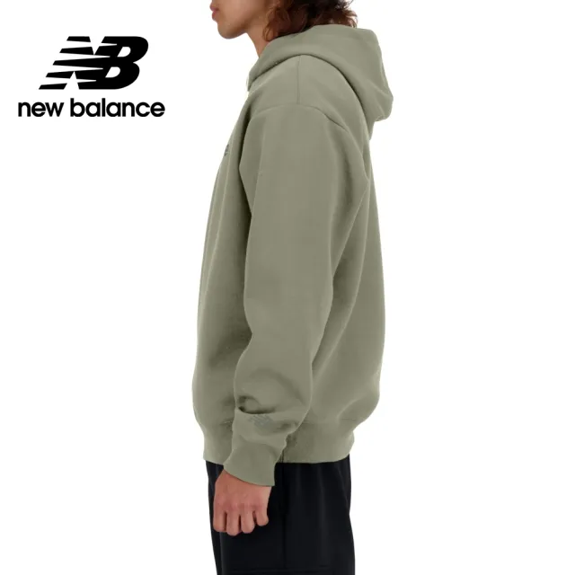 【NEW BALANCE】NB 太空棉感內刷毛連帽上衣_男性_綠色_MT41571OVN(美版 版型偏大)