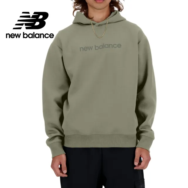 【NEW BALANCE】NB 太空棉感內刷毛連帽上衣_男性_綠色_MT41571OVN(美版 版型偏大)