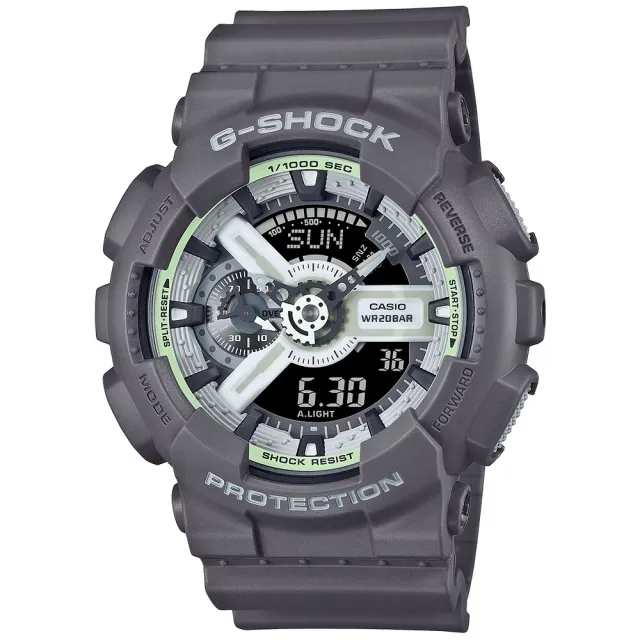 【CASIO 卡西歐】G-SHOCK 綠光系列雙顯運動手錶 送禮 禮物 推薦(GA-110HD-8A)