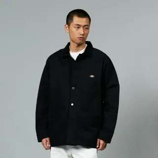 【Dickies】男款水洗黑純棉帆布耐磨經典工裝外套｜DK013053C40