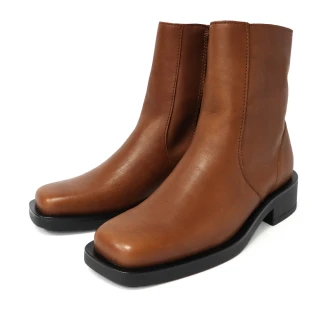 【TINO BELLINI 貝里尼】義大利進口方頭短靴FWOV024(焦糖)