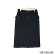 【GINKOO 俊克】前口袋排飾釦牛仔窄裙
