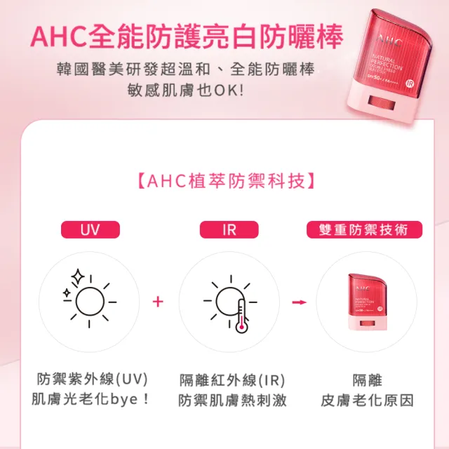 【AHC】全能防護亮白三效防曬棒14g(不沾手)