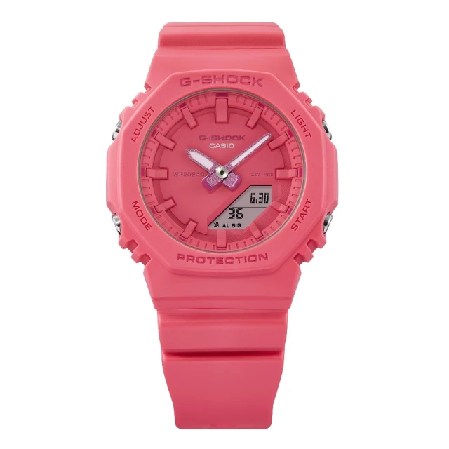 CASIO 卡西歐CASIO 卡西歐 ITZY YUNA同款纖薄精緻數位指針雙顯腕錶 亮粉色 40.2mm(GMA-P2100-4A)