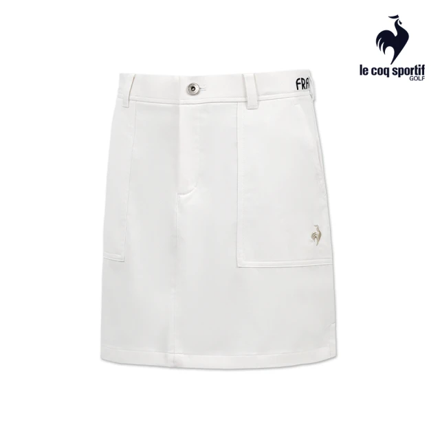 LE COQ SPORTIF 公雞 高爾夫系列 女款白色兩側開岔彈性機能短裙 QLT8J701