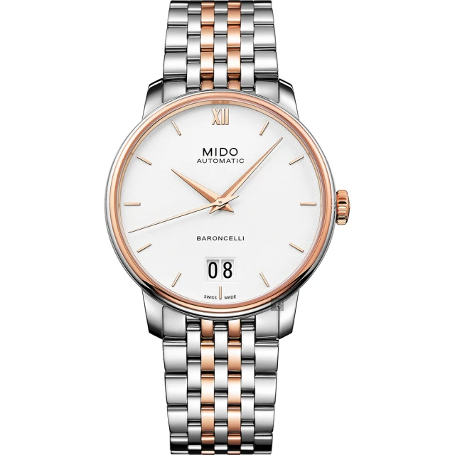 MIDO 美度 官方授權 BARONCELLI 永恆系列 III 大日期機械錶-銀x雙色版/40mm 99狂買節(M0274262201800)