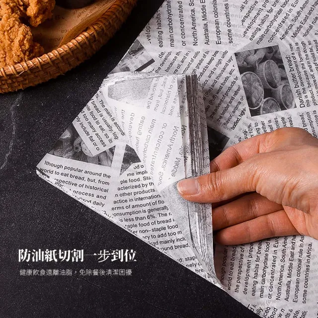 【CATIS】食品防油紙18x18cm 每包500張 報紙印花(食物油炸油紙墊 三明治包裝紙 炸物墊紙 吸油紙)