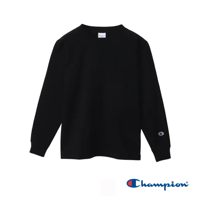 【Champion】官方直營-基本款素色口袋長袖T恤-男(黑色)