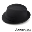 【AnnaSofia】紳士帽爵士帽禮帽-仿羊毛黑帶飾 現貨(黑系)