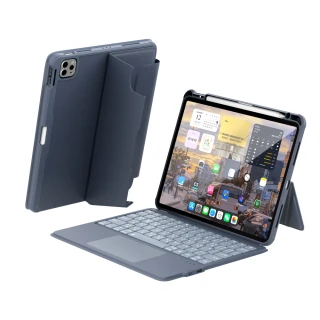 【Lycander】HALFTER iPad Air Pro 觸控羽量超薄K1藍牙鍵盤多功能軍規防震平板保護套(背光鍵盤/可拆卸變形)