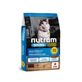即期品【Nutram 紐頓】S5均衡健康系列-雞肉+鮭魚成貓&熟齡貓 5.4kg/12lb(效期:2024/09/24)
