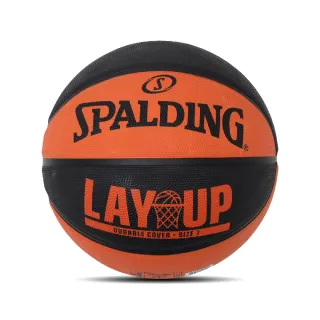 【SPALDING】籃球 Lay Up No.7 Basketball 黑 橘 室外 耐磨 7號球 斯伯丁(SPA84548)