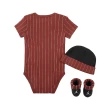 【NIKE 耐吉】包屁衣 Jordan Baby Bodysuits 紅 黑 純棉 按扣 套組 帽子 襪子 嬰兒(JD2413030NB-001)