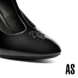 【AS 集團】簡約美學新經典LOGO牛漆皮美型高跟鞋(黑)