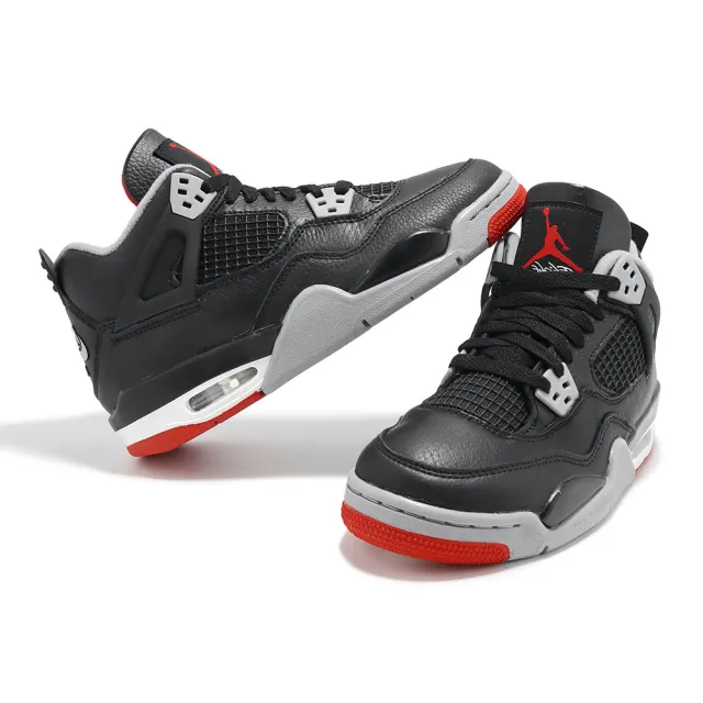 NIKE 耐吉】Air Jordan 4 Retro Bred Reimagined 黑紅大童女鞋4代