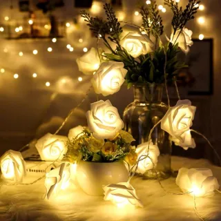 【GIFTME5】LED仿真玫瑰花燈-600cm40顆燈泡(儀式感 浪漫 電子燈 客廳布置 生日求婚)