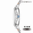 【EMPORIO ARMANI 官方直營】Mia 莫蘭迪藍撞色環鑽女錶 銀色x玫瑰金不鏽鋼錶帶手錶 32MM AR11597