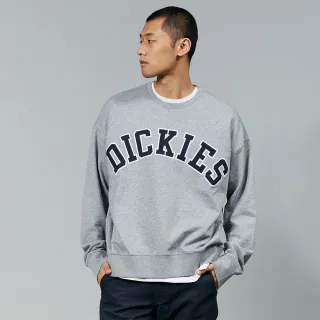 【Dickies】男款羽灰色胸前大尺寸Logo刺繡寬鬆大學T｜DK013103CQ8