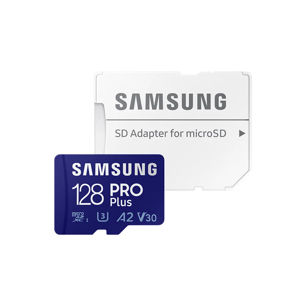 2入組【SAMSUNG 三星】PRO Plus microSDXC U3 A2 V30 128GB記憶卡 公司貨(Switch/ROG Ally/GoPro/空拍機)