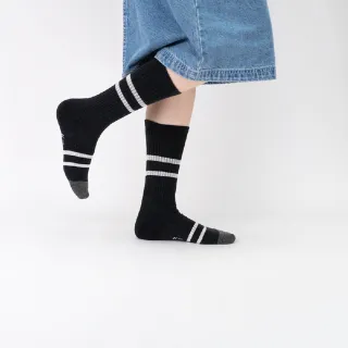 【WARX】復古條紋高筒襪-麻黑配白條(除臭襪/機能襪)