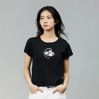 【Dickies】女款黑色純棉胸前圖案印花舒適短袖T恤｜DK013097BLK