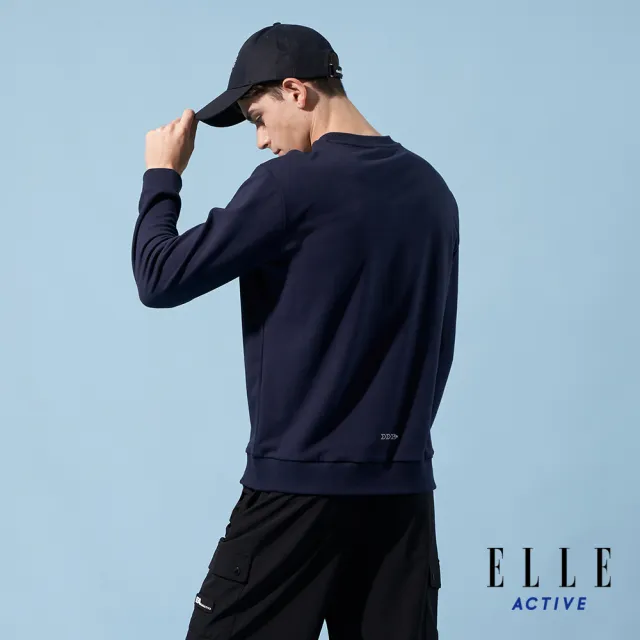 【ELLE ACTIVE】男款 休閒圓領長袖T恤-深藍色(EA24S2M1701#39)