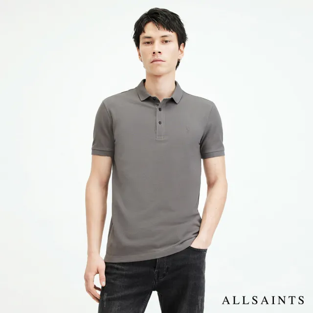 【ALLSAINTS】REFORM 公羊頭骨刺繡純棉短袖POLO衫-灰 MD051H(常規版型)