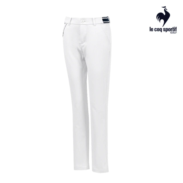 LE COQ SPORTIF 公雞 高爾夫系列 女款白色彈性減壓緹花鬆緊機能長褲 QLT8J800