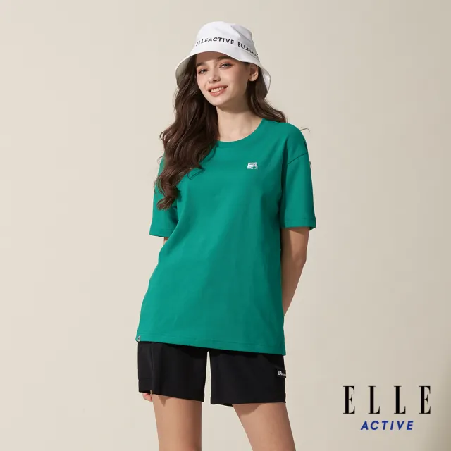 【ELLE ACTIVE】女款 寬版剪接圓領短袖T恤-綠色(EA24M2W1601#45)