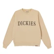 【Dickies】日本支線-城市工裝系列－男款奶酒白純棉胸前品牌刺繡簡約Logo長袖大學T｜DK012582K11