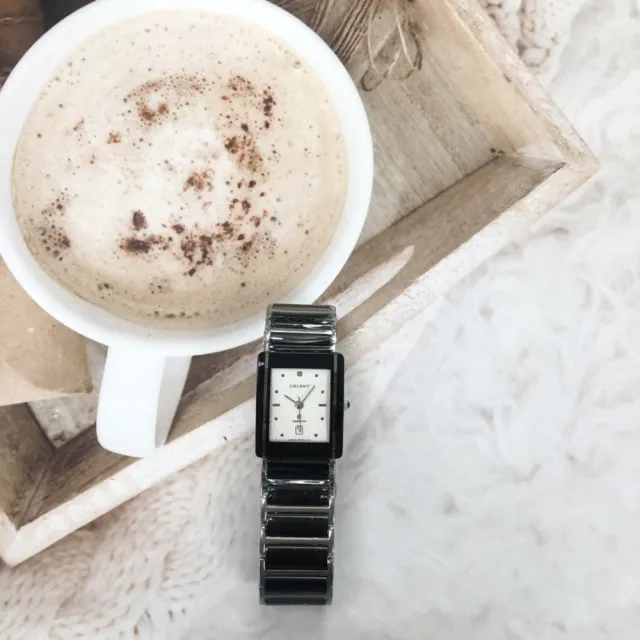 【ORIENT 東方錶】官方授權T2 石中型黑陶瓷白面 石英男腕錶-錶徑-24x28mm(HE7BC13S)
