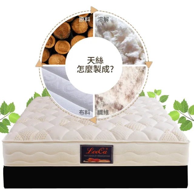 【LooCa】雲端抗菌天絲獨立筒床墊(加大6尺-送天絲記憶枕x2)