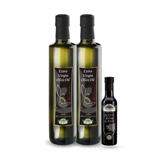 【法奇歐尼】義大利美食家特級冷壓初榨橄欖油500mlX2＋巴薩米克醋250mlX1(美味油醋組)