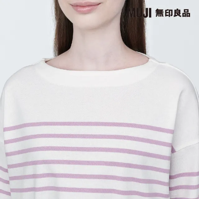 【MUJI 無印良品】女有機棉橫紋船領七分袖T恤(共6色)