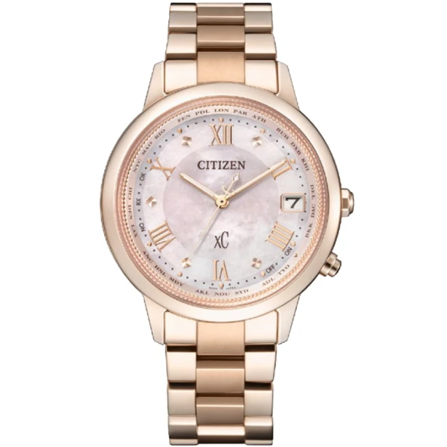 CITIZEN 星辰 XC Hebe田馥甄配戴款 鈦金屬光動能電波女錶 36MM *贈皮革帶(CB1137-65W)