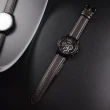 【A|X Armani Exchange】黑色系 三眼計時 深咖啡色皮革 手錶 男錶  42mm(AX1732)