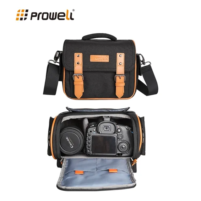 【PROWELL 普樂威】一機兩鏡相機保護包/休閒攝影斜背包 WIN-22260(側背包 贈防雨罩)