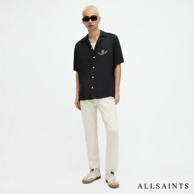 【ALLSAINTS】CHANCEUX 人造絲夏威夷愛心印花短袖襯衫(舒適版型)