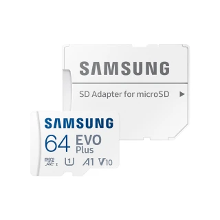 【SAMSUNG 三星】EVO Plus microSDXC U1 A1 V10 64GB記憶卡 公司貨(4K/手機/平板/GoPro/空拍機/運動攝影)