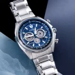【CITIZEN 星辰】飆風悍將光動能三眼計時不鏽鋼腕錶/銀x藍面(CA4560-81L)
