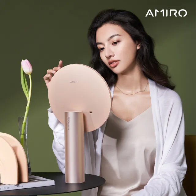 【AMIRO】Oath自動感光LED化妝鏡-綺夢花園禮盒-薄霧粉(美妝鏡 彩妝鏡 尾牙 抽獎 禮物)