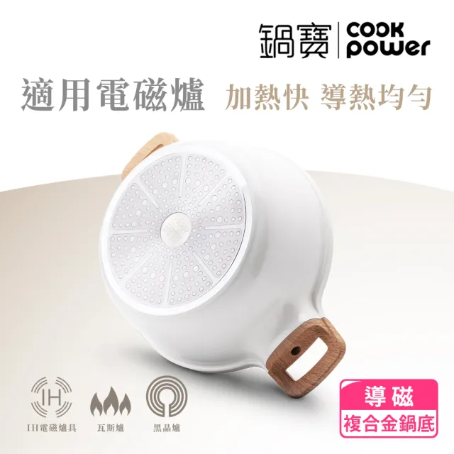【CookPower 鍋寶】Lumi系列七層不沾鑄造雙耳湯鍋24CM-IH/電磁爐適用(含蓋)