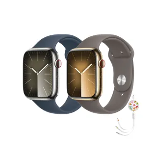 三合一快充組【Apple】Apple Watch S9 LTE 41mm(不鏽鋼錶殼搭配運動型錶帶)