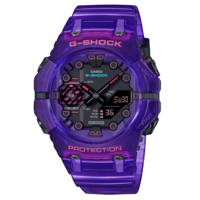 CASIO 卡西歐 G-SHOCK 藍牙 未來感配色 科幻世界 多功能雙顯錶款 紫 GA-B001CBRS-6A_46mm
