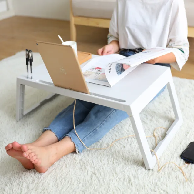 【IDEA】多功能攜帶式摺疊懶人收納桌/床上桌/戶外桌(2色任選)