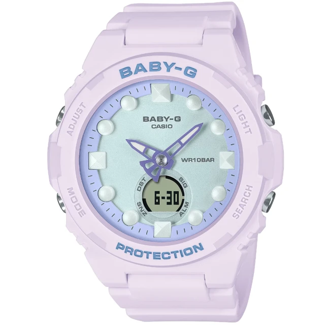 CASIO 卡西歐CASIO 卡西歐 卡西歐Baby-G 鬧鈴多時區雙顯錶-粉紫(BGA-320FH-4A 台灣公司貨)