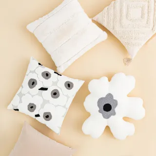 【Home of flowers】抱枕-花朵白灰(客廳抱枕 沙發抱枕 靠枕 坐墊 臥室抱枕)