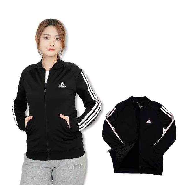 【adidas 愛迪達】Adidas 女外套 運動外套 微刷毛 愛迪達 sport 無帽 運動 外套(運動外套 無帽外套)